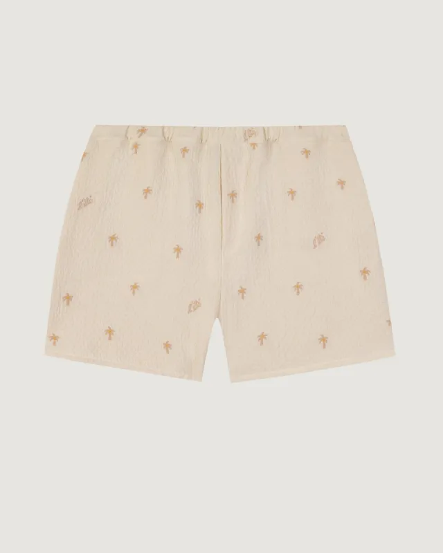 "Palmiers" vermenouze cotton gauze shorts sold by Maison Labiche