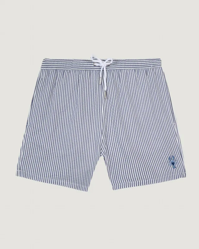 "Lobster" maillot seersucker swim shorts made by Maison Labiche