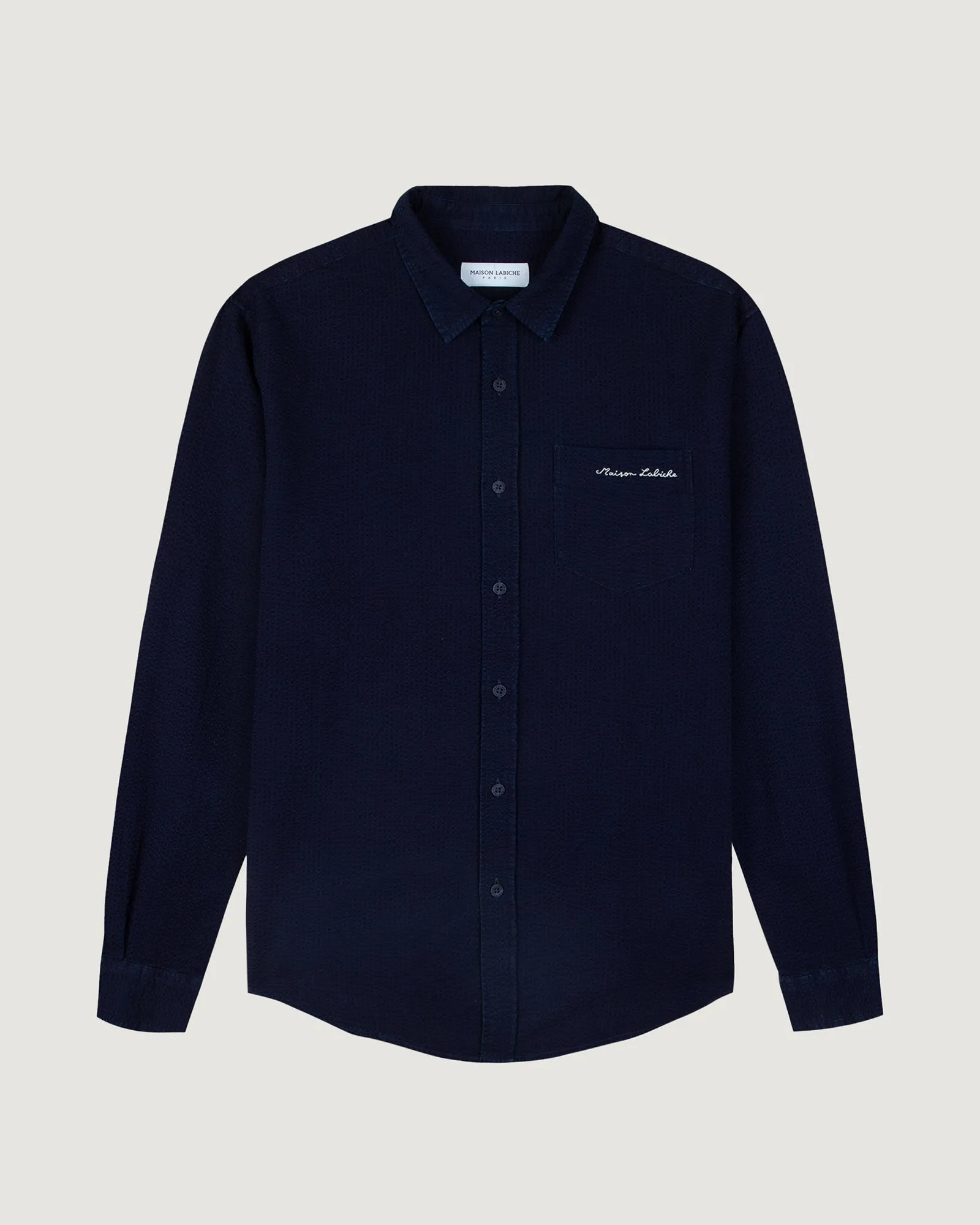 "Seersucker" bonne graine shirt sold by Maison Labiche