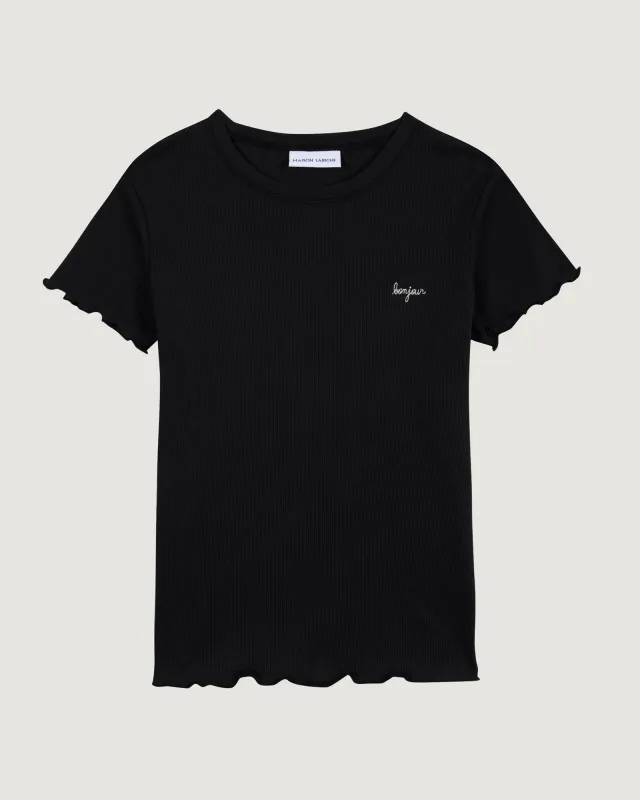"Bonjour" folies ribbed t-shirt sold by Maison Labiche