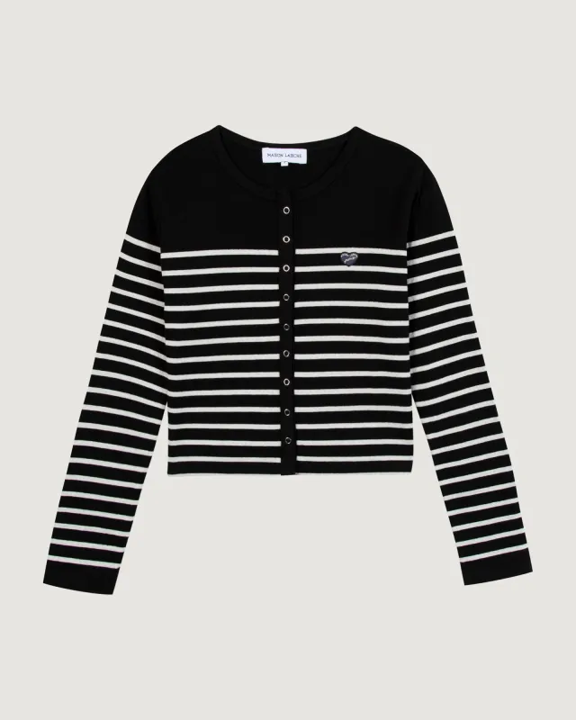 "Patch Coeur" cardinoux cardigan sold by Maison Labiche