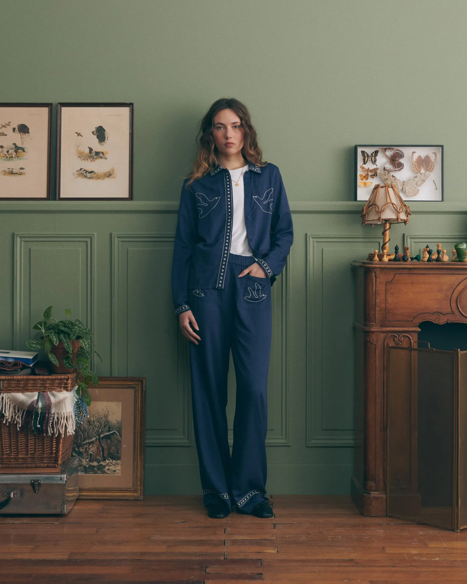 "Birds" oudin tencel pants sold by Maison Labiche product image thumbnail 2