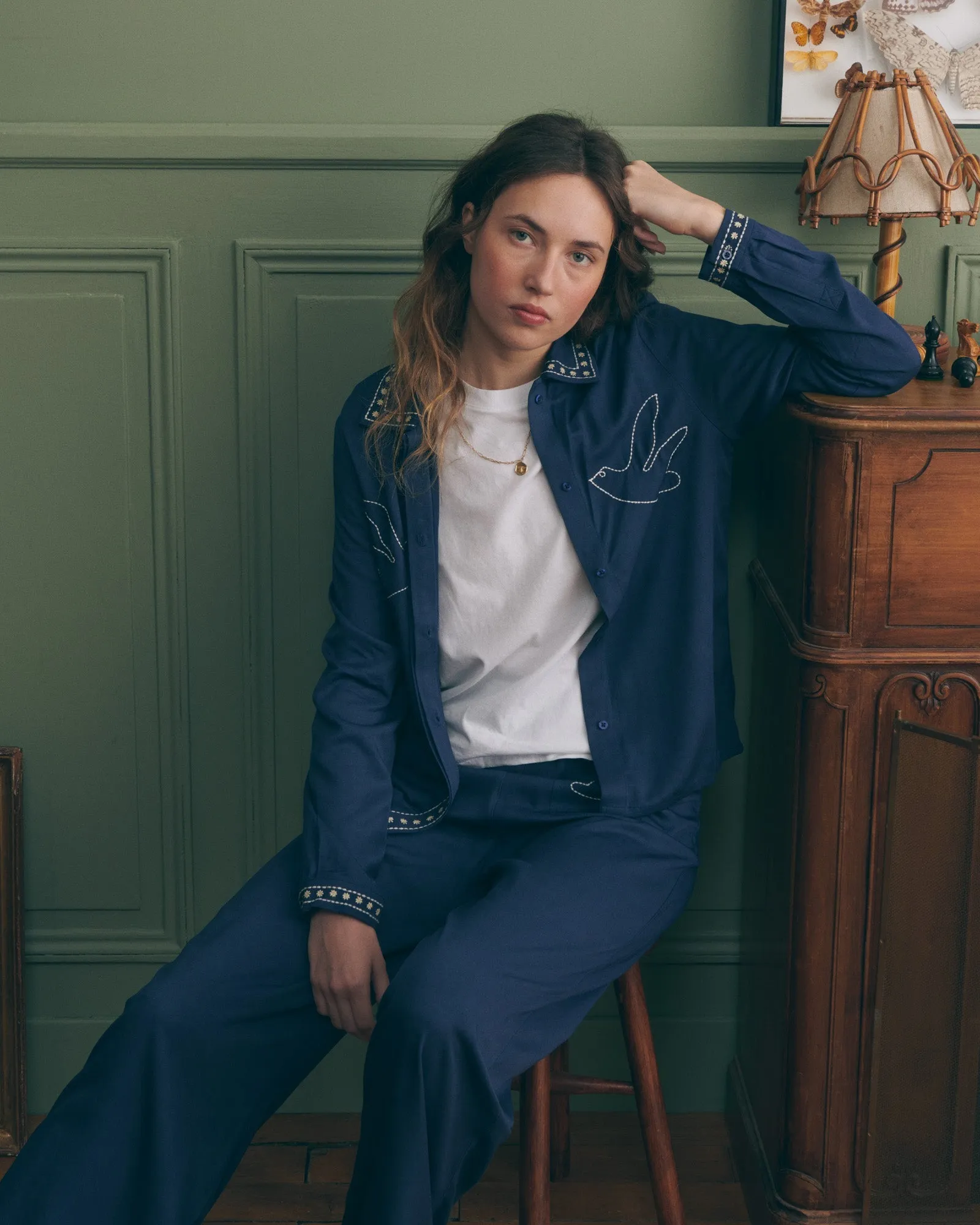 "Birds" oudin tencel pants sold by Maison Labiche product image thumbnail 4