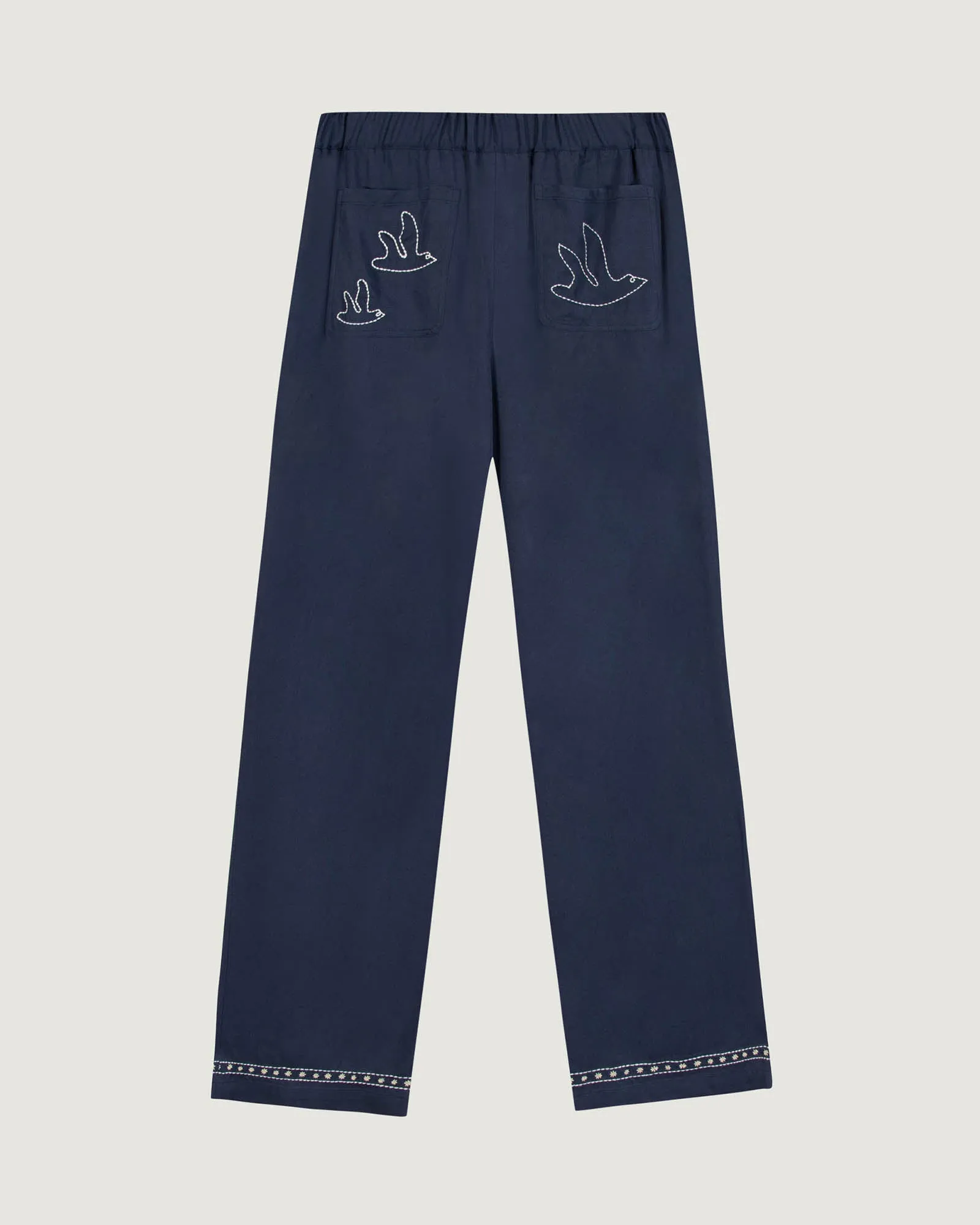 "Birds" oudin tencel pants sold by Maison Labiche