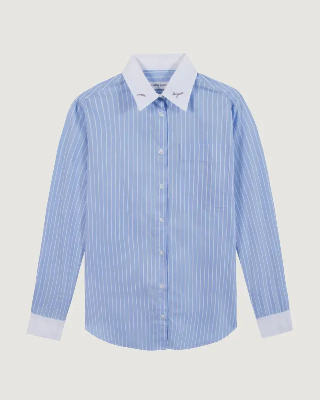 "Amour Toujours" loutil poplin shirt sold by Maison Labiche