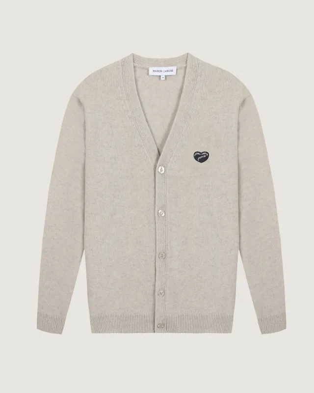 "Patch Coeur" lhomme lambswool cardigan sold by Maison Labiche