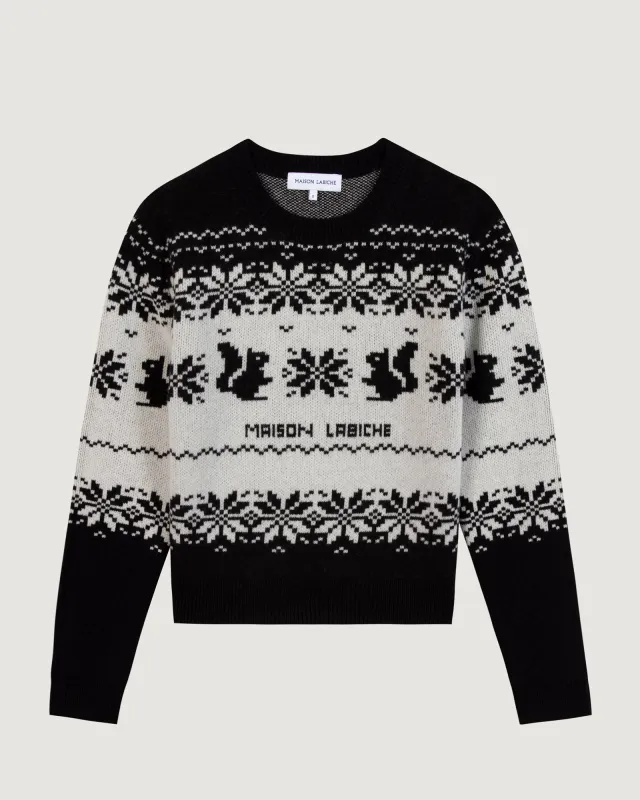"Jacquard Ecureuil" formigé wool sweater sold by Maison Labiche
