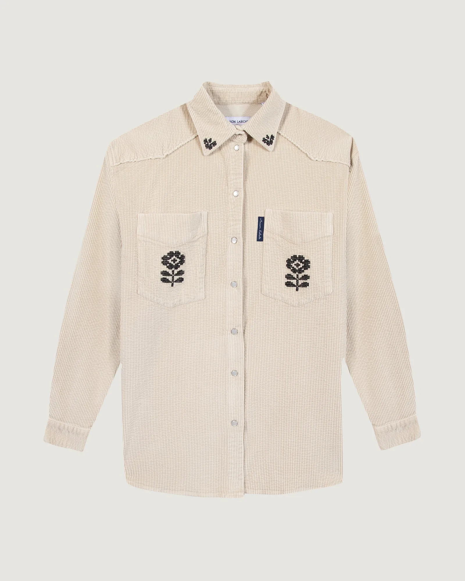 "Amour" monselet velvet shirt sold by Maison Labiche