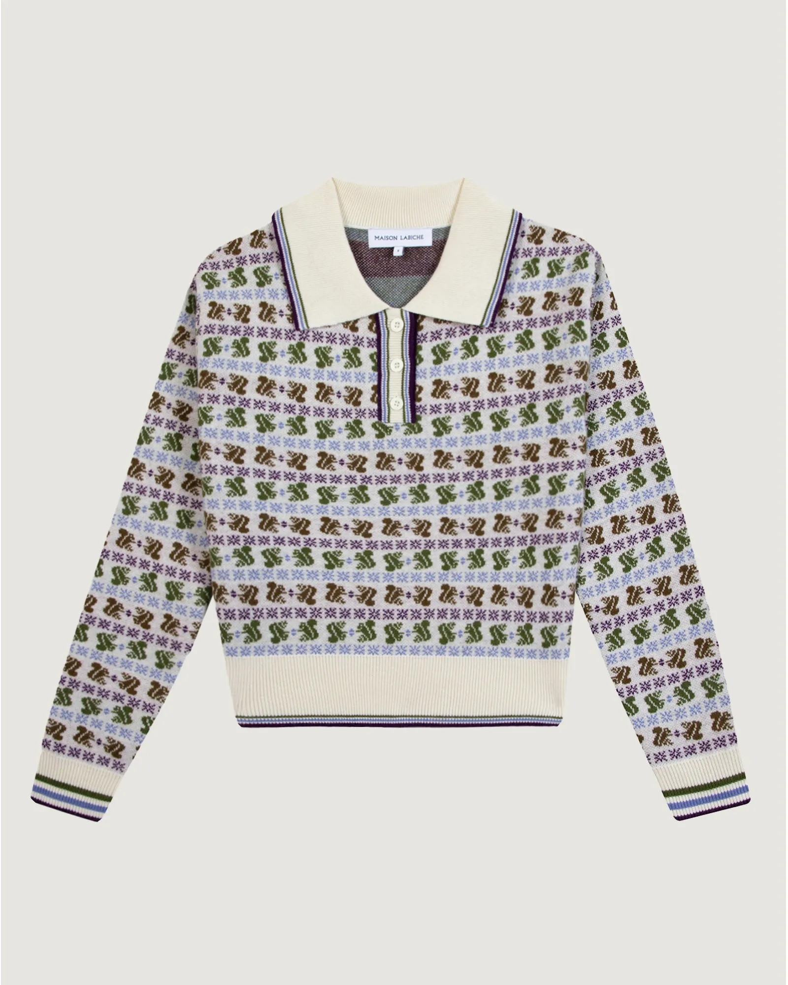 "Squirrel Jacquard" laveran wool sweater sold by Maison Labiche