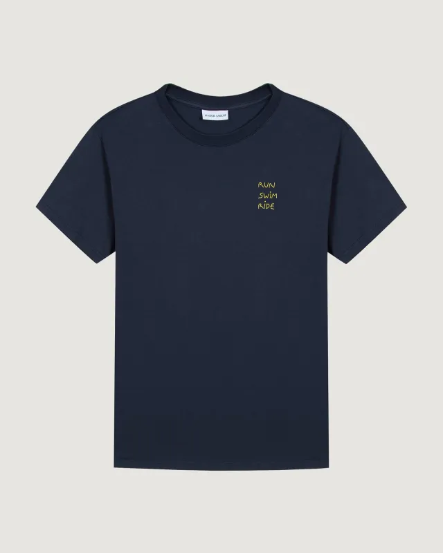 "Run Swim Ride" popincourt t-shirt sold by Maison Labiche