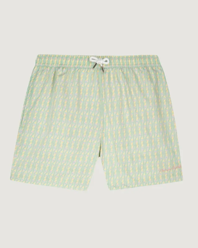 "Parrots" swim shorts maillot sold by Maison Labiche