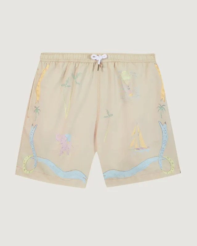 "Tour Du Monde" swim shorts maillot made by Maison Labiche