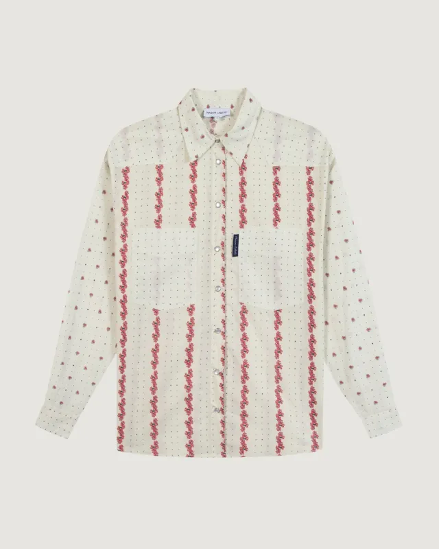Fleurs D'été monselet "poplin" shirt made by Maison Labiche