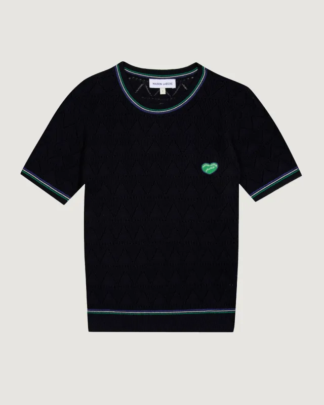 "Patch Coeur" gravilliers knitted t-shirt made by Maison Labiche