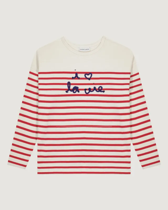 "I Love La Vie" montpar sailor shirt made by Maison Labiche