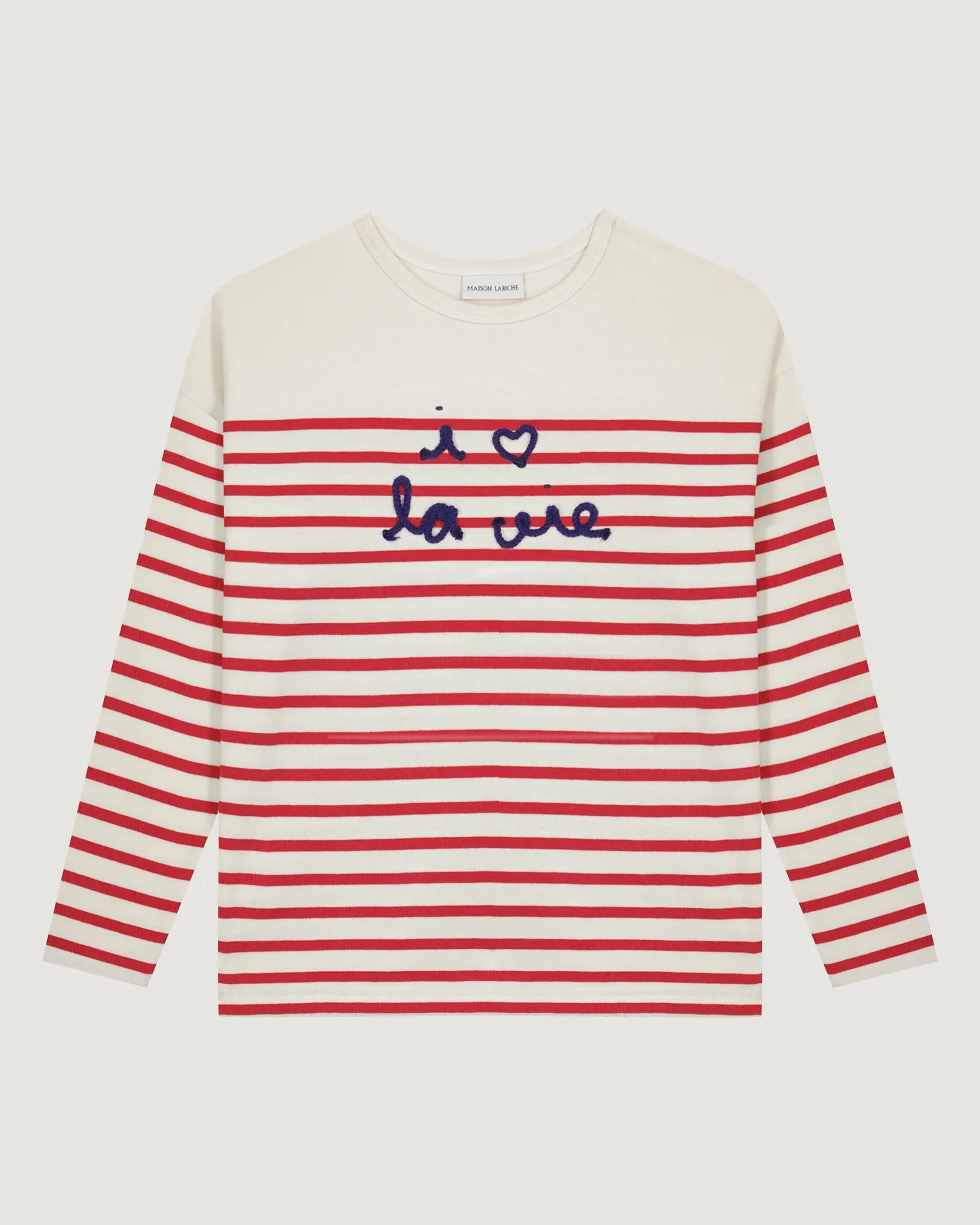 "I Love La Vie" montpar sailor shirt sold by Maison Labiche