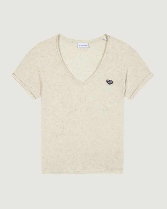 "Patch Coeur" château cotton linen t-shirt made by Maison Labiche