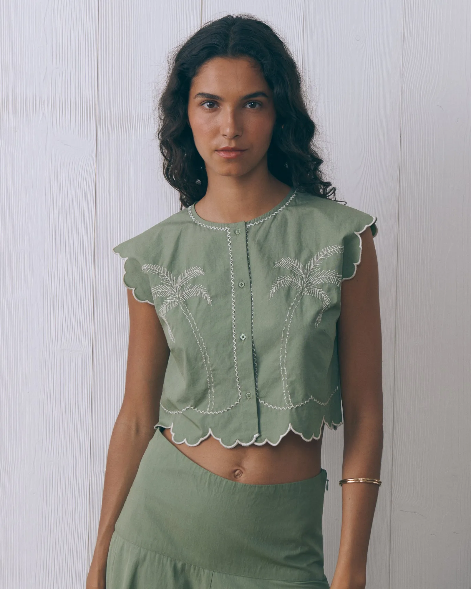 "Palm Trees" bessin sleeveless shirt sold by Maison Labiche product image thumbnail 3