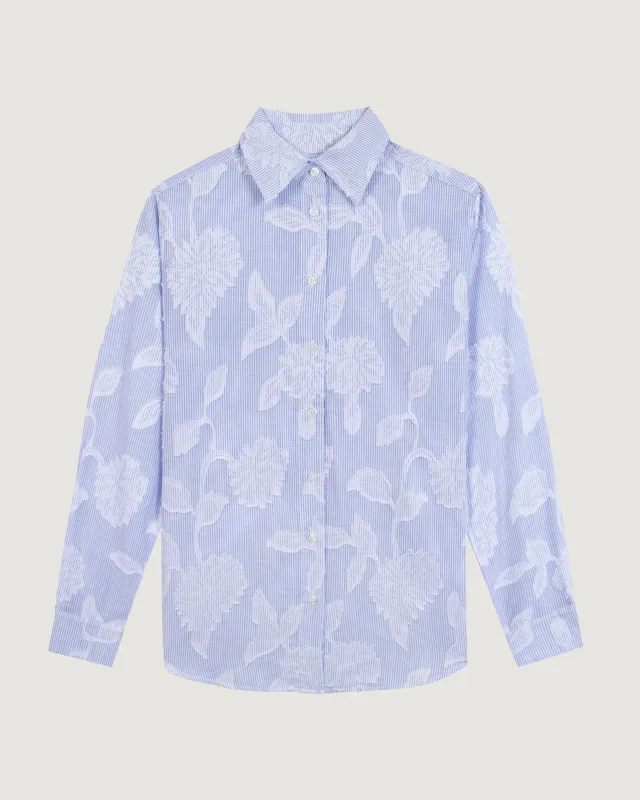 Flowers "Poplin" dewet shirt made by Maison Labiche