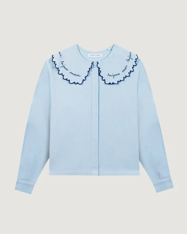 Amour Toujours sourdière "chambray" shirt made by Maison Labiche