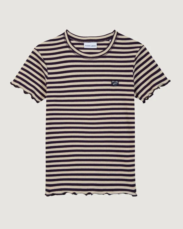 "Heart Patch" folies ribbed t-shirt made by Maison Labiche