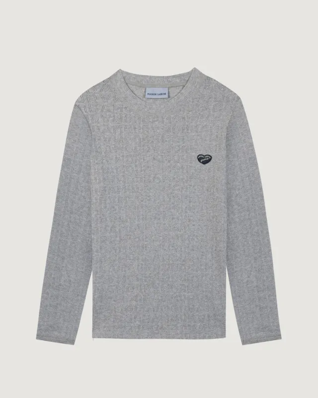 "Heart Patch" folies pointelle t-shirt made by Maison Labiche