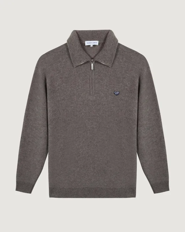 "Lambs Wool" delépine heart patch sweater made by Maison Labiche