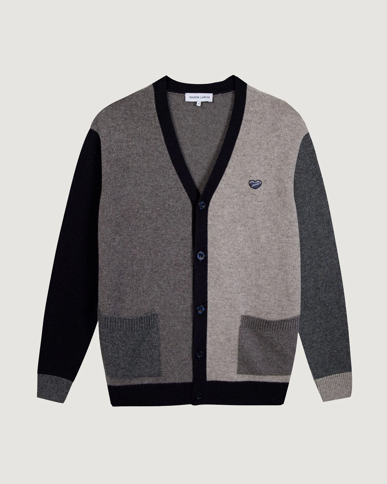 Cardigan "Lambs Wool" balfournier heart patch sold by Maison Labiche