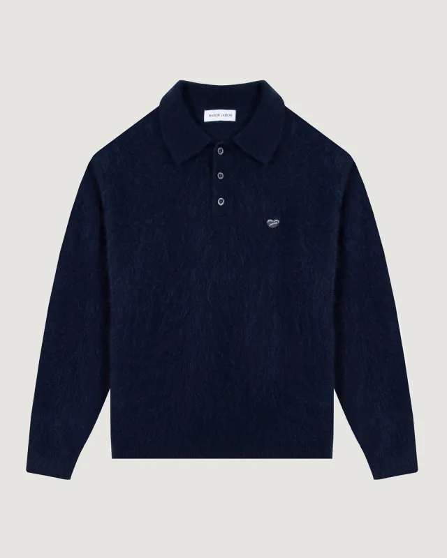 "Wool And Cashmere" esperey heart patch sweater made by Maison Labiche