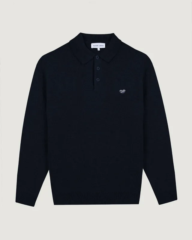 "Lambs Wool" guillaumin heart patch sweater made by Maison Labiche