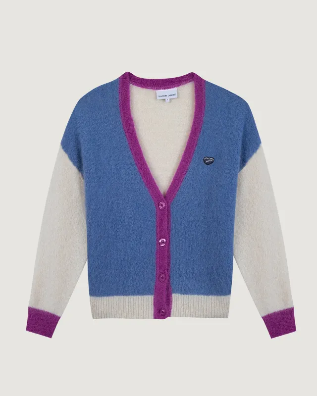 "Superkid Mohair" heredia heart patch cardigan made by Maison Labiche