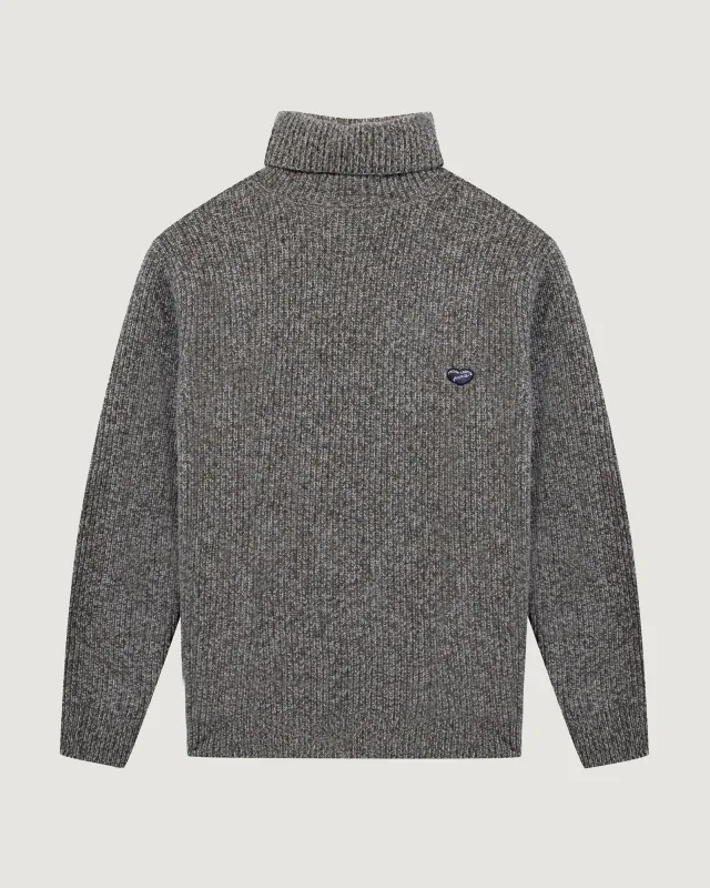 "Merino Wool" Harispe Heart patch turtleneck sweater made by Maison Labiche
