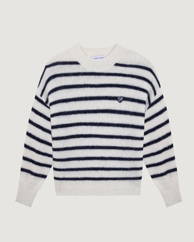 "Superkid Mohair" honnorat heart patch sweater made by Maison Labiche