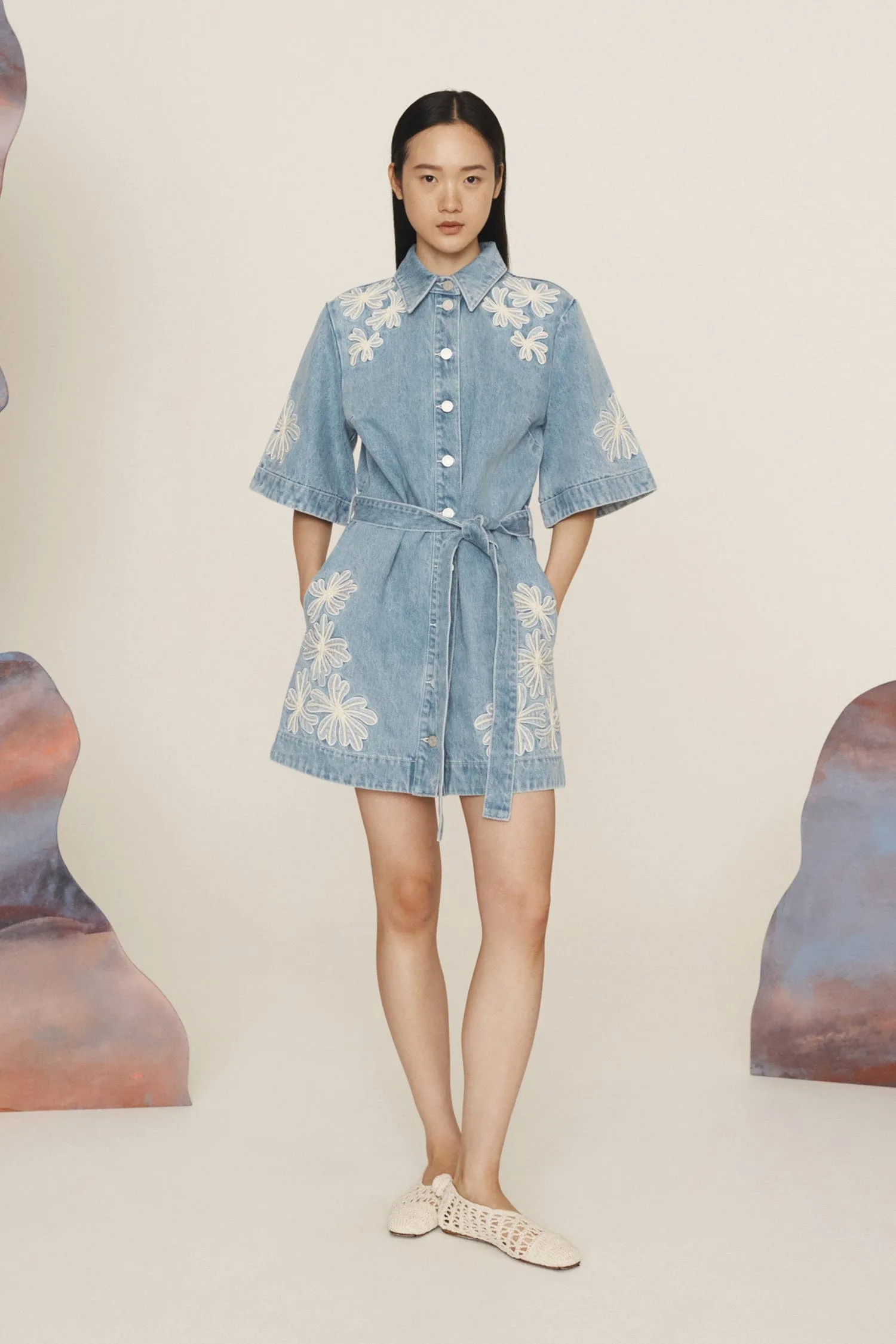 CHARLENE DENIM MINI DRESS sold by Alemais product image thumbnail 3