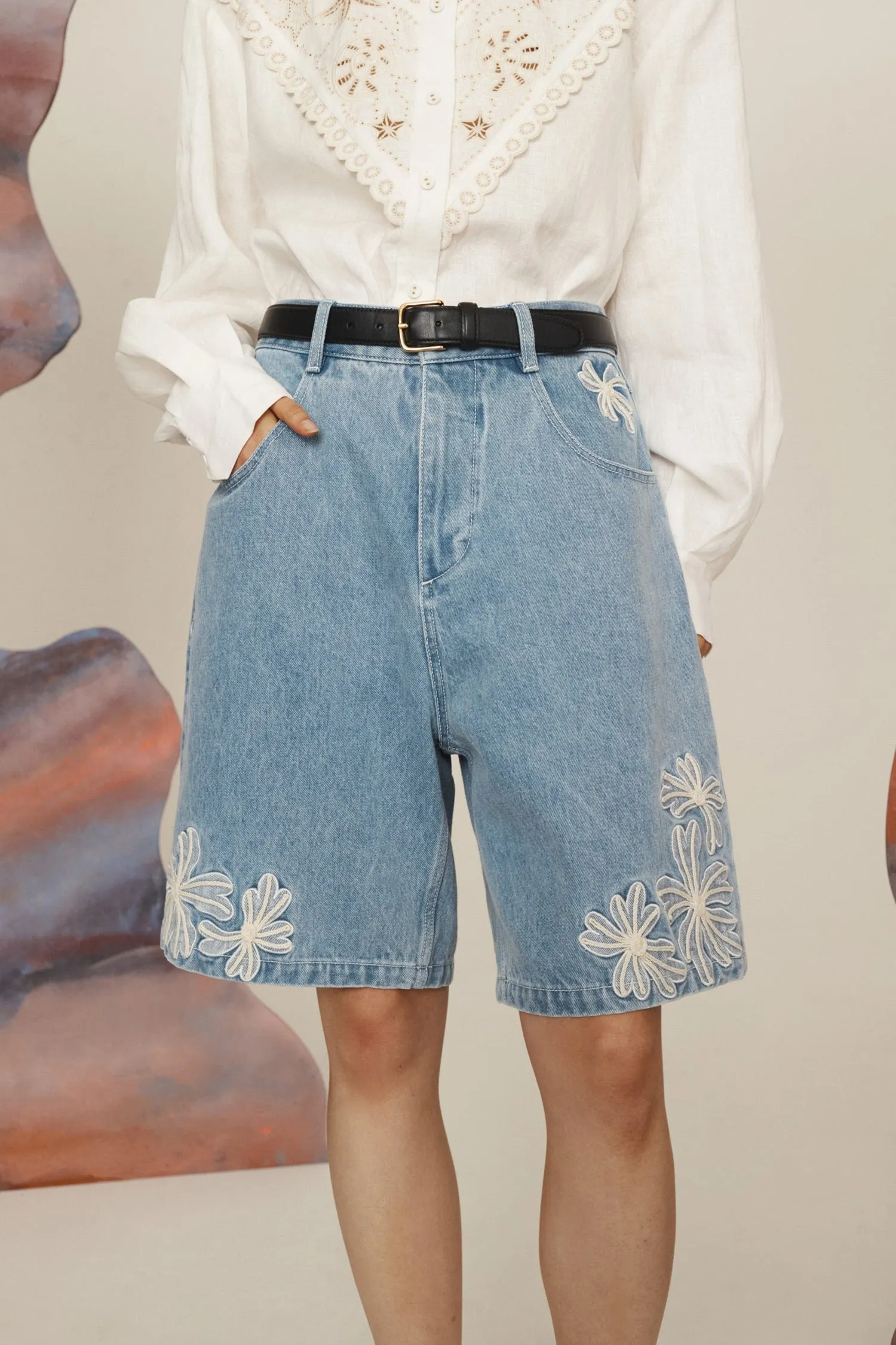 CHARLENE DENIM SHORT sold by Alemais product image thumbnail 3