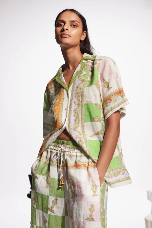 CHECKMATE LINEN SHIRT sold by Alemais