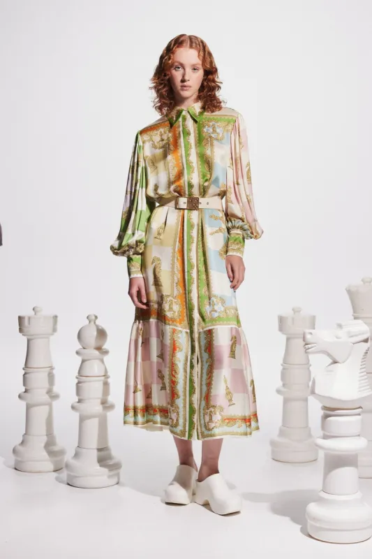 CHECKMATE SILK SHIRTDRESS sold by Alemais