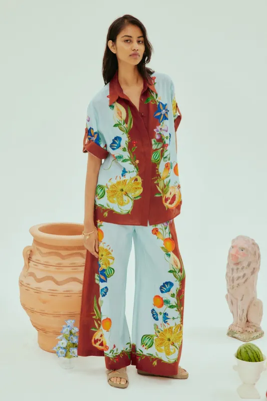 DAHLIA FLORAL LINEN PANT sold by Alemais