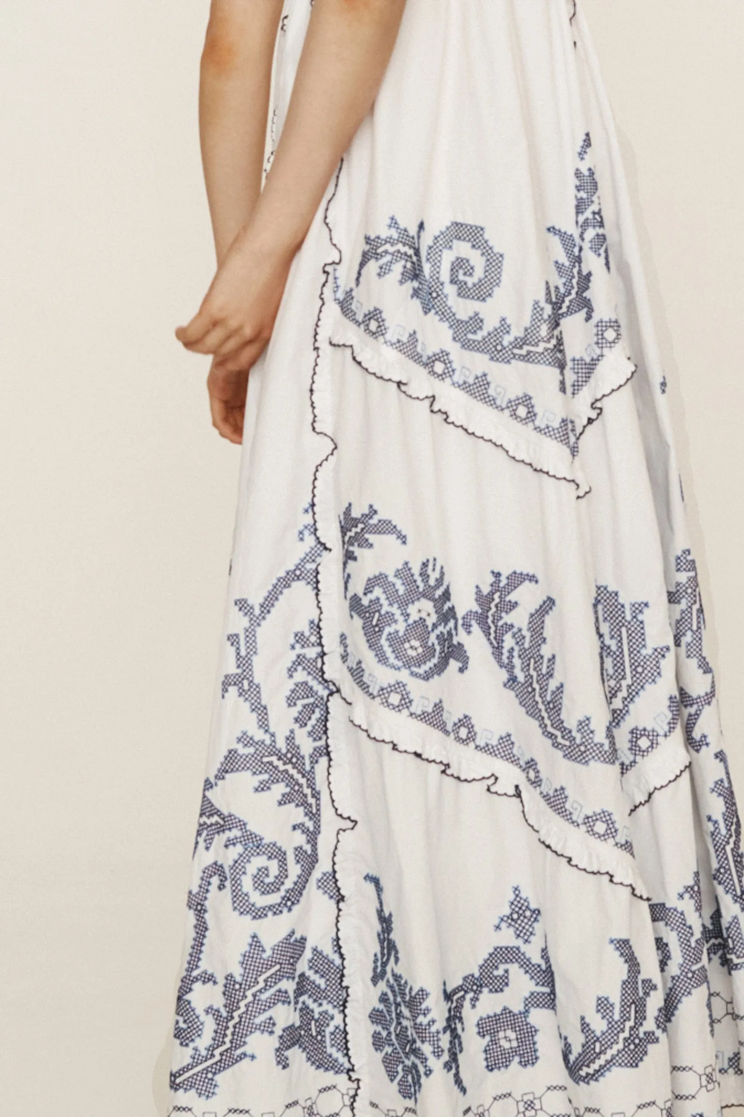 HAZEL SMOCKED EMBROIDERED MIDI DRESS sold by Alemais product image thumbnail 3