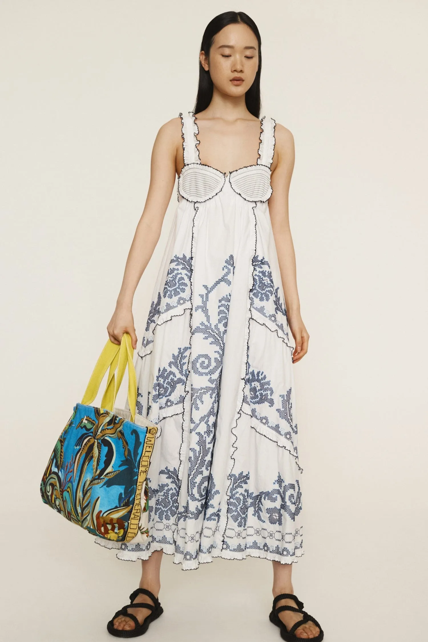 HAZEL SMOCKED EMBROIDERED MIDI DRESS sold by Alemais product image thumbnail 4