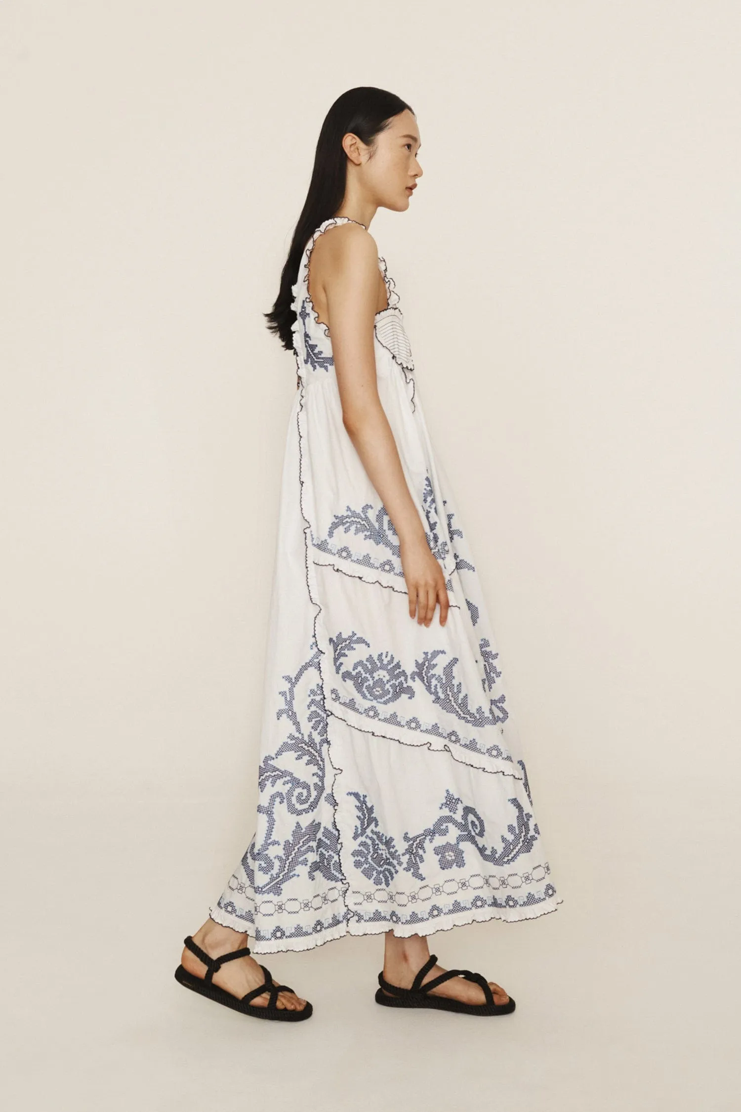 HAZEL SMOCKED EMBROIDERED MIDI DRESS sold by Alemais product image thumbnail 5