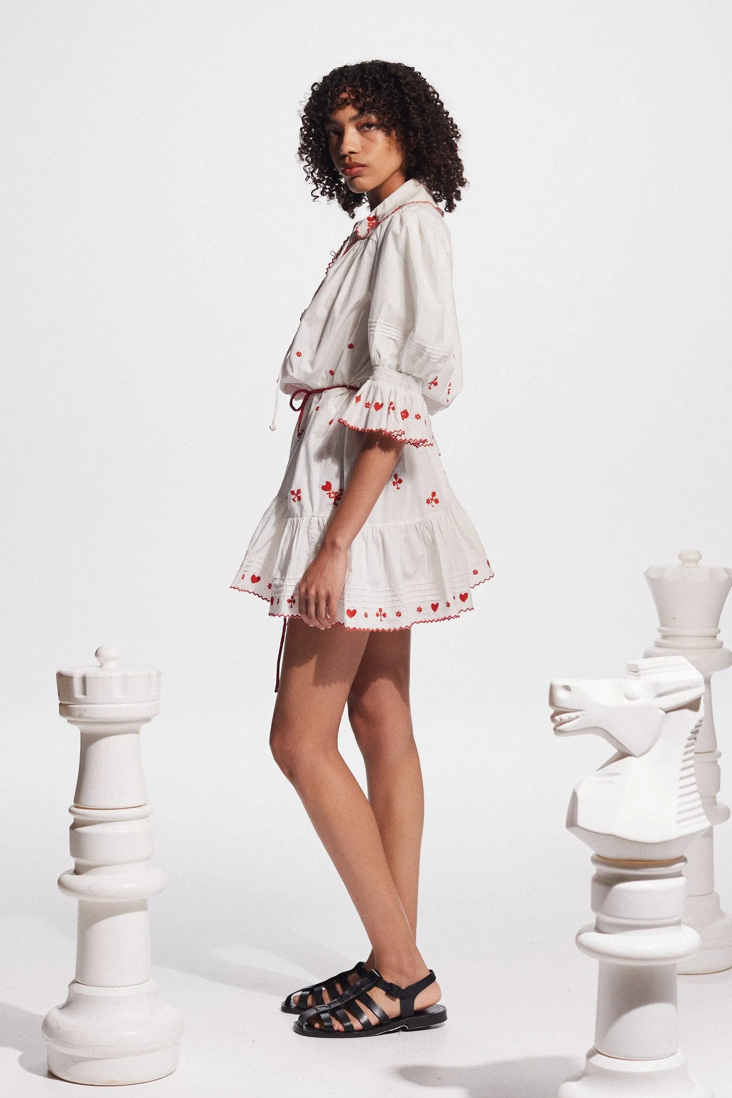 HEARTS EMBROIDERED MINI DRESS sold by Alemais product image thumbnail 5