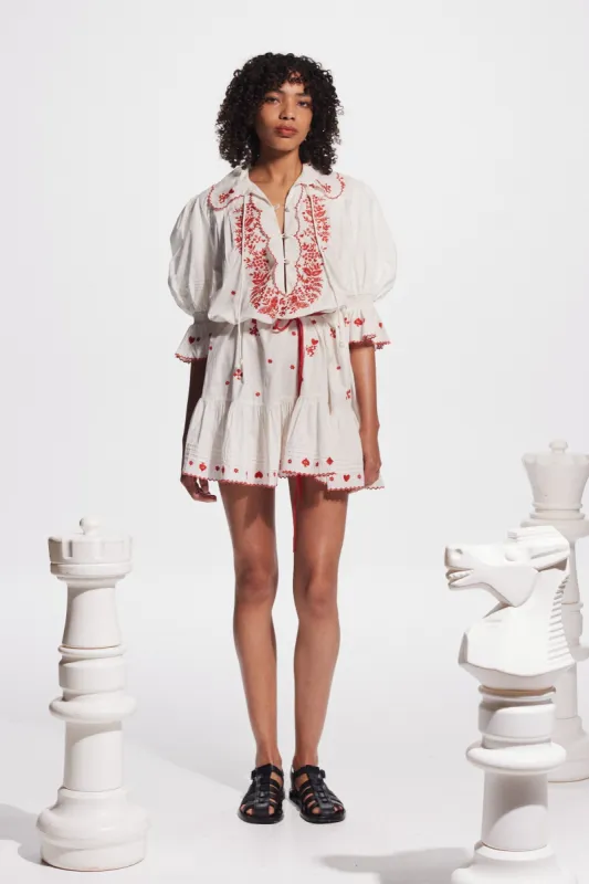 HEARTS EMBROIDERED MINI DRESS sold by Alemais