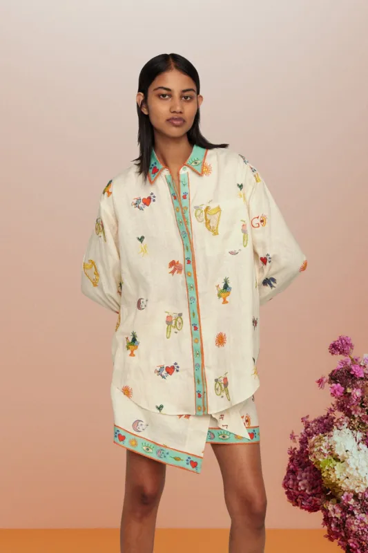 HOLIDAY GO-TO EMBROIDERED SHIRT made by Alemais