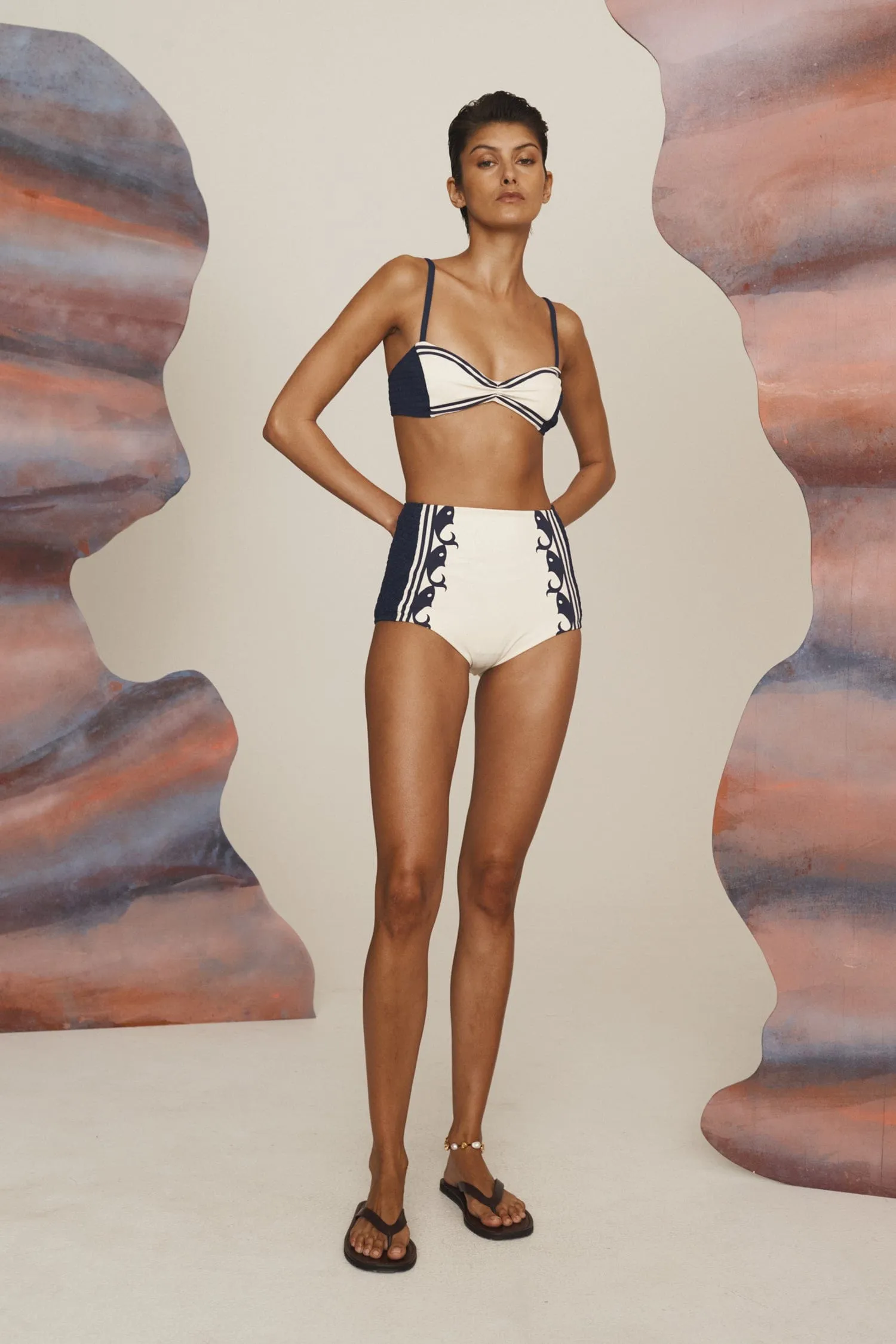 MARINE SMOCKED BOYLEG BRIEF sold by Alemais