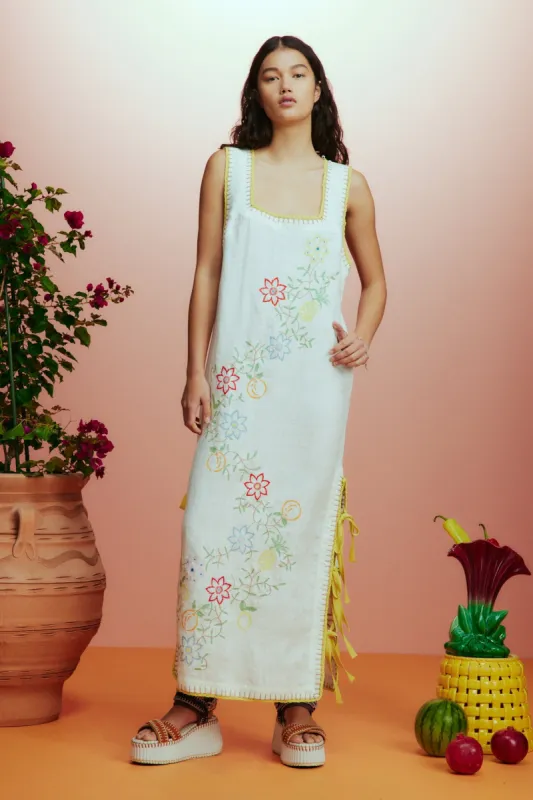 OLIVIA EMBROIDERED MIDI DRESS sold by Alemais