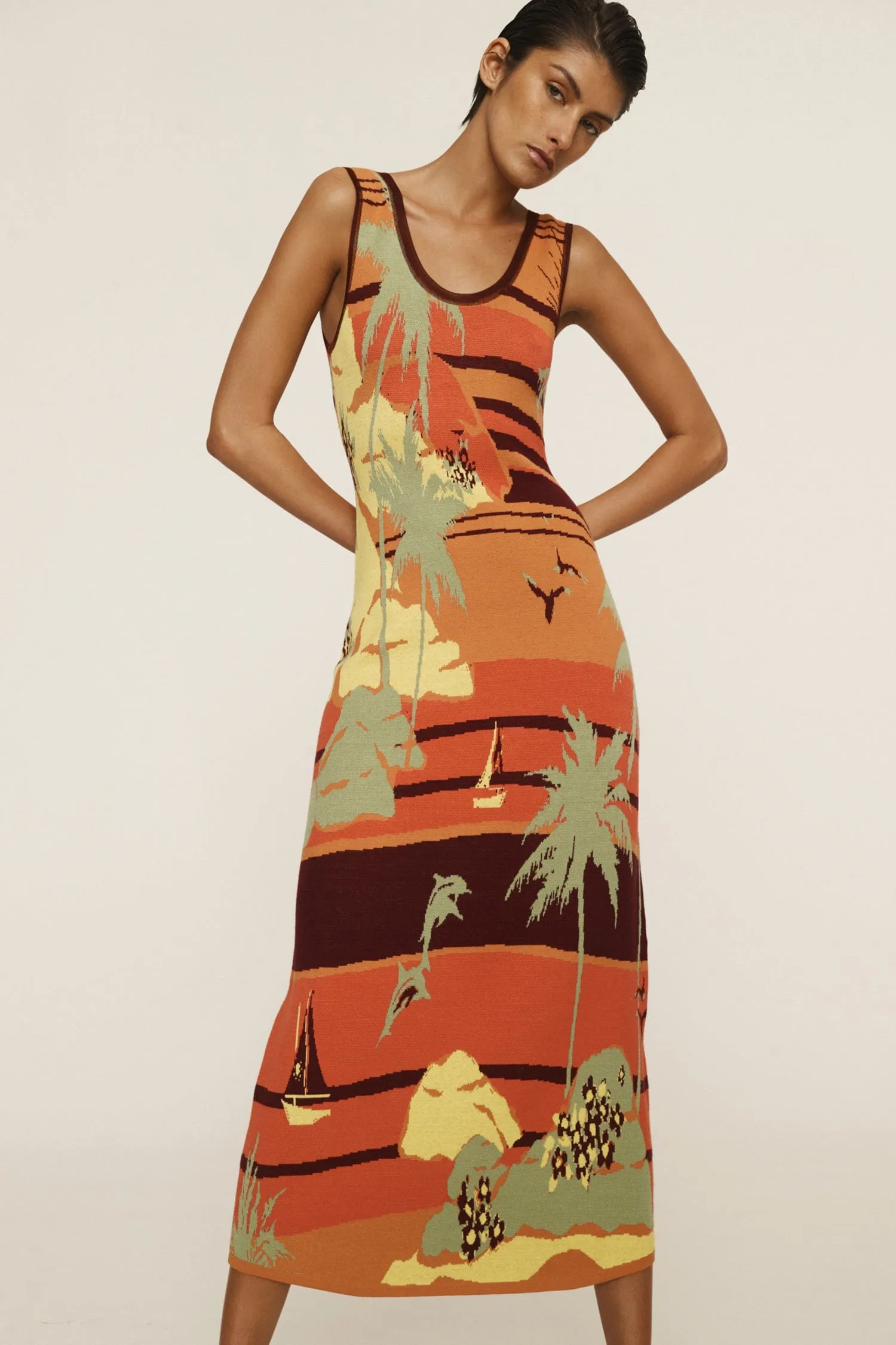 PALM ISLAND KNIT MIDI DRESS sold by Alemais