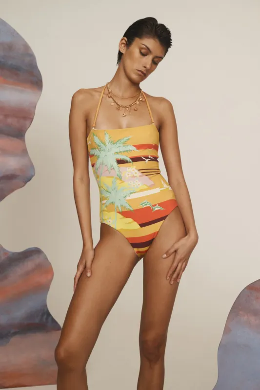 PALM ISLAND STRAPLESS ONE PIECE sold by Alemais