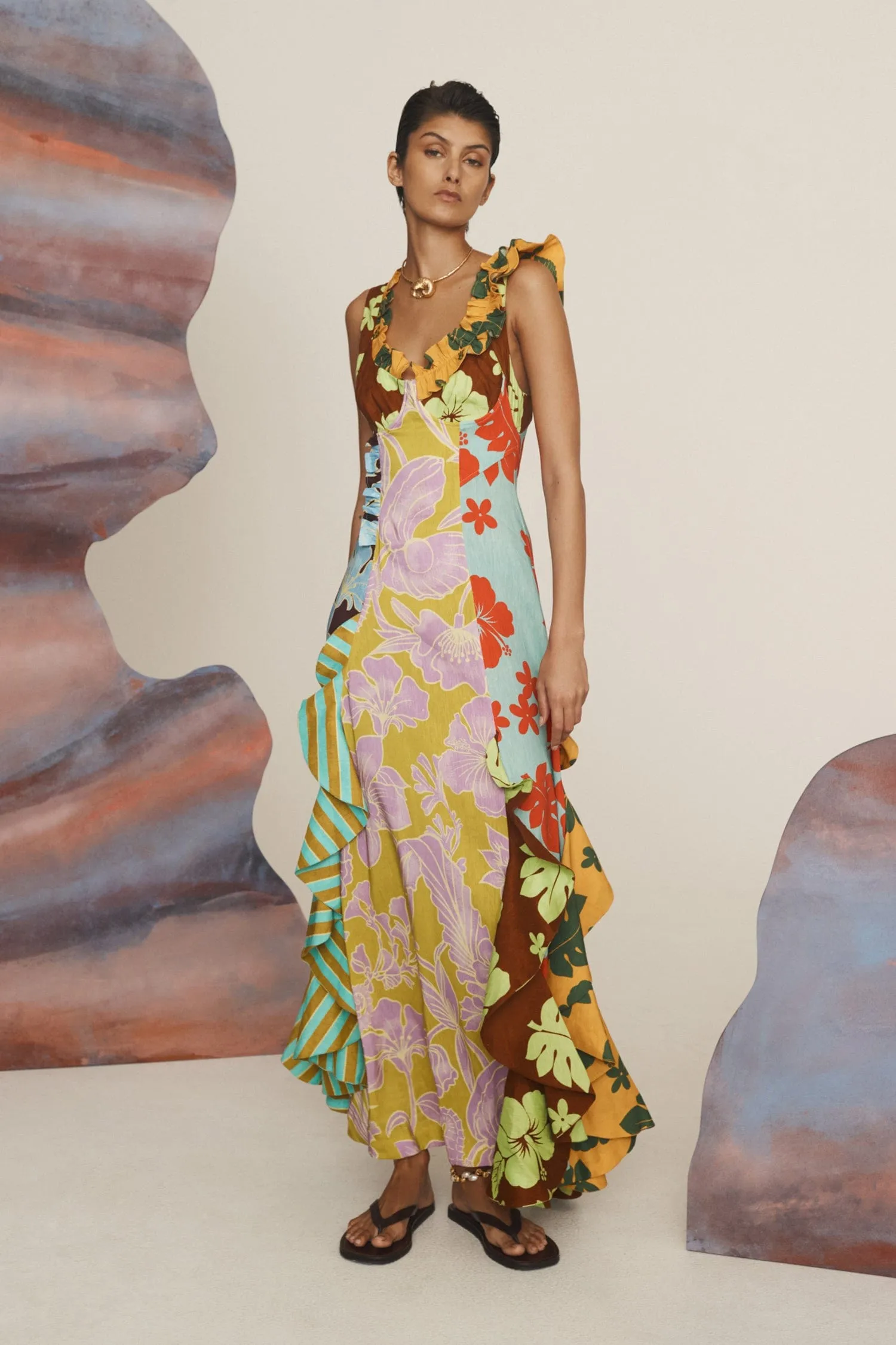 POPPY SPLICED MIDI DRESS sold by Alemais