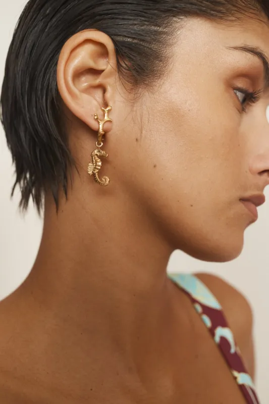 REVERIE SEA HORSE DROP EARRINGS made by Alemais